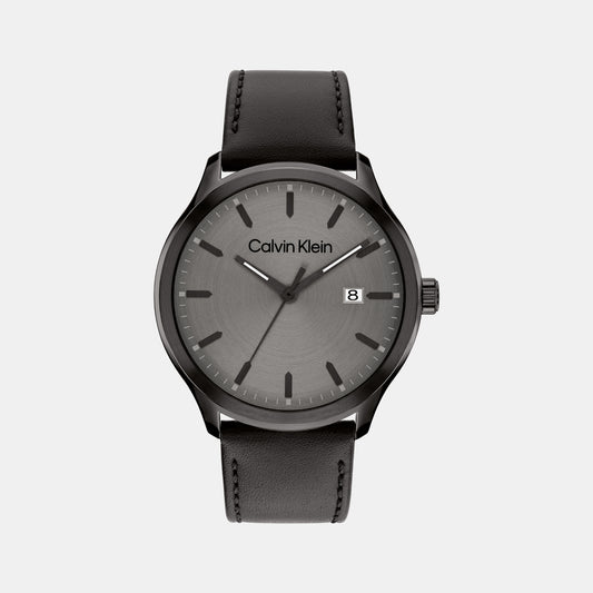 Define Male Grey Analog Leather Watch 25200355