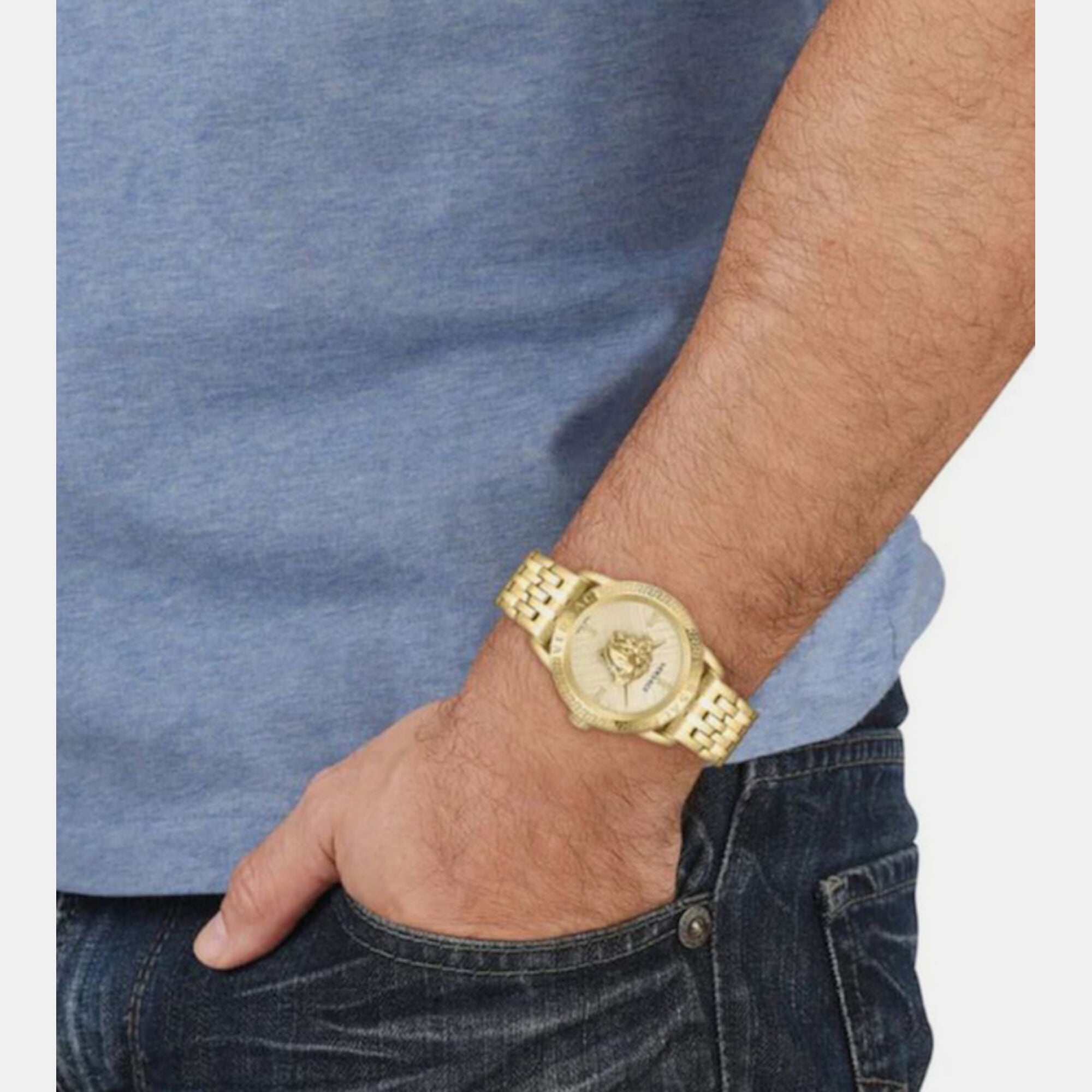 Versace Men Round Gold watch