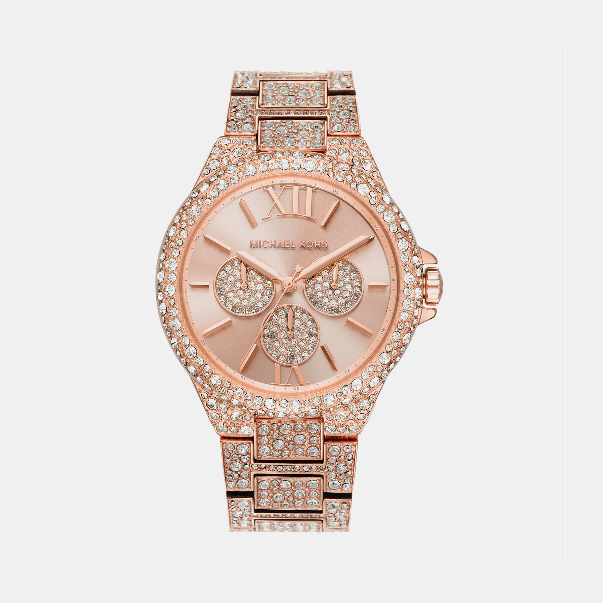 Michael Kors Camille Women Quartz Rose Gold Dial Chronograph Stainless ...