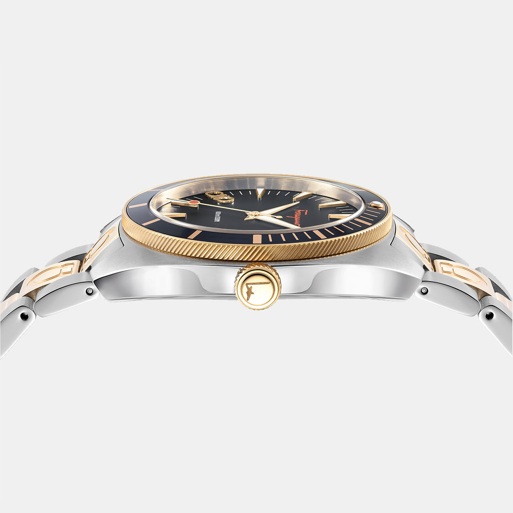 Ferragamo Men Round Black watch