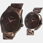 Fashion Couple Quartz Brown Dial Analog Stainless Steel Watch TW00PR295