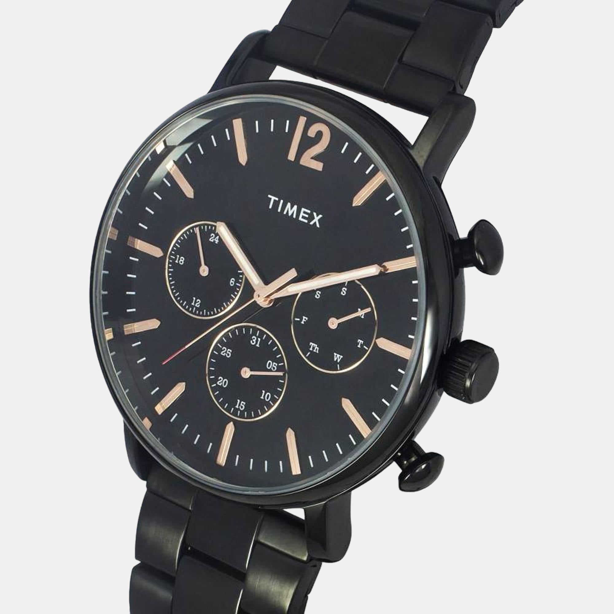 Fashion Men Quartz Black Dial Chronograph Stainless Steel Watch TWEG20010