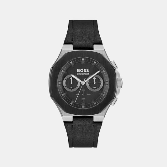 Taper Male Black Chronograph Leather Watch 1514085