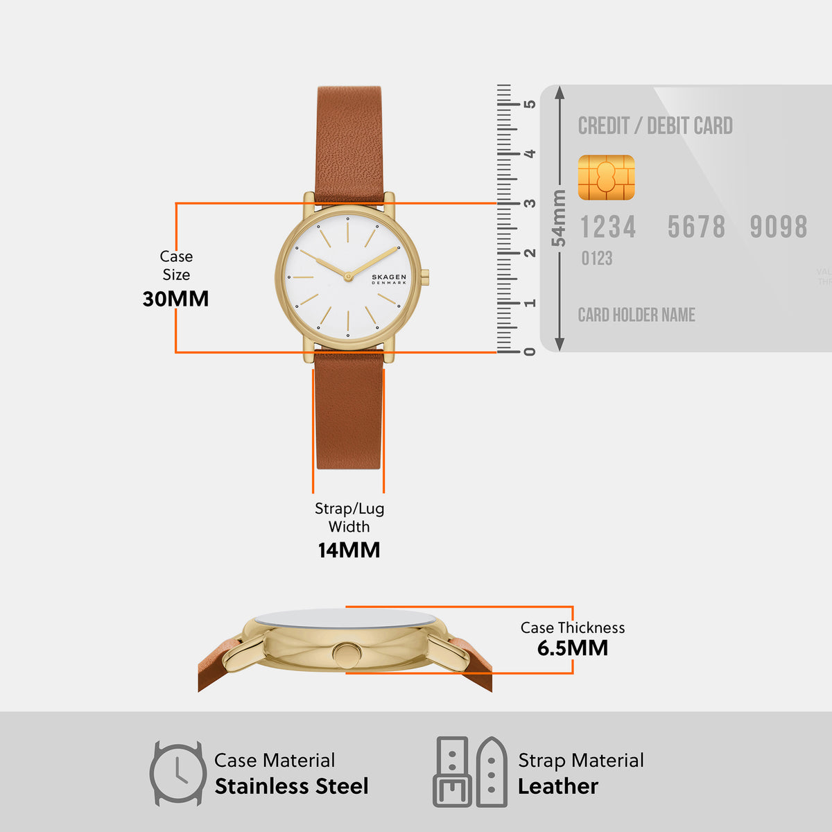 Skagen 30 mm Brown Quartz watch