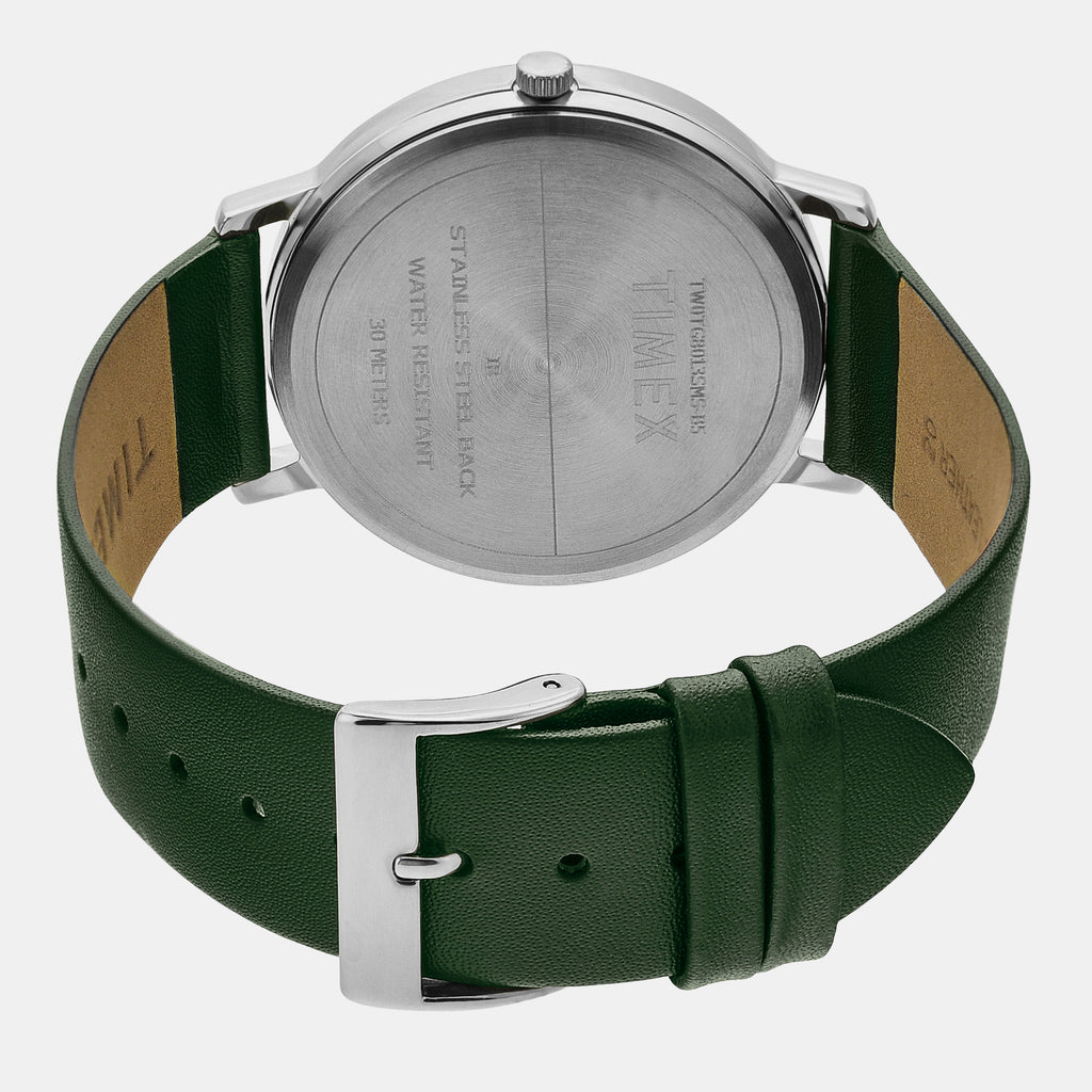 Timex Leather Silver watch