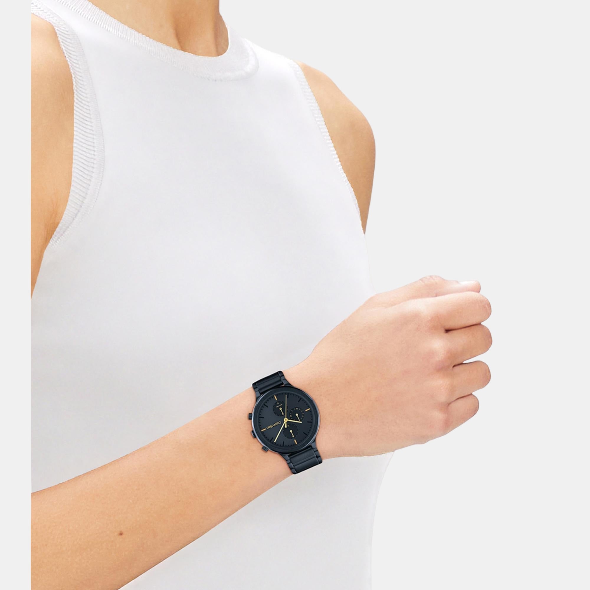 Energize Women Quartz Black Dial Chronograph Stainless Steel Watch 25200242