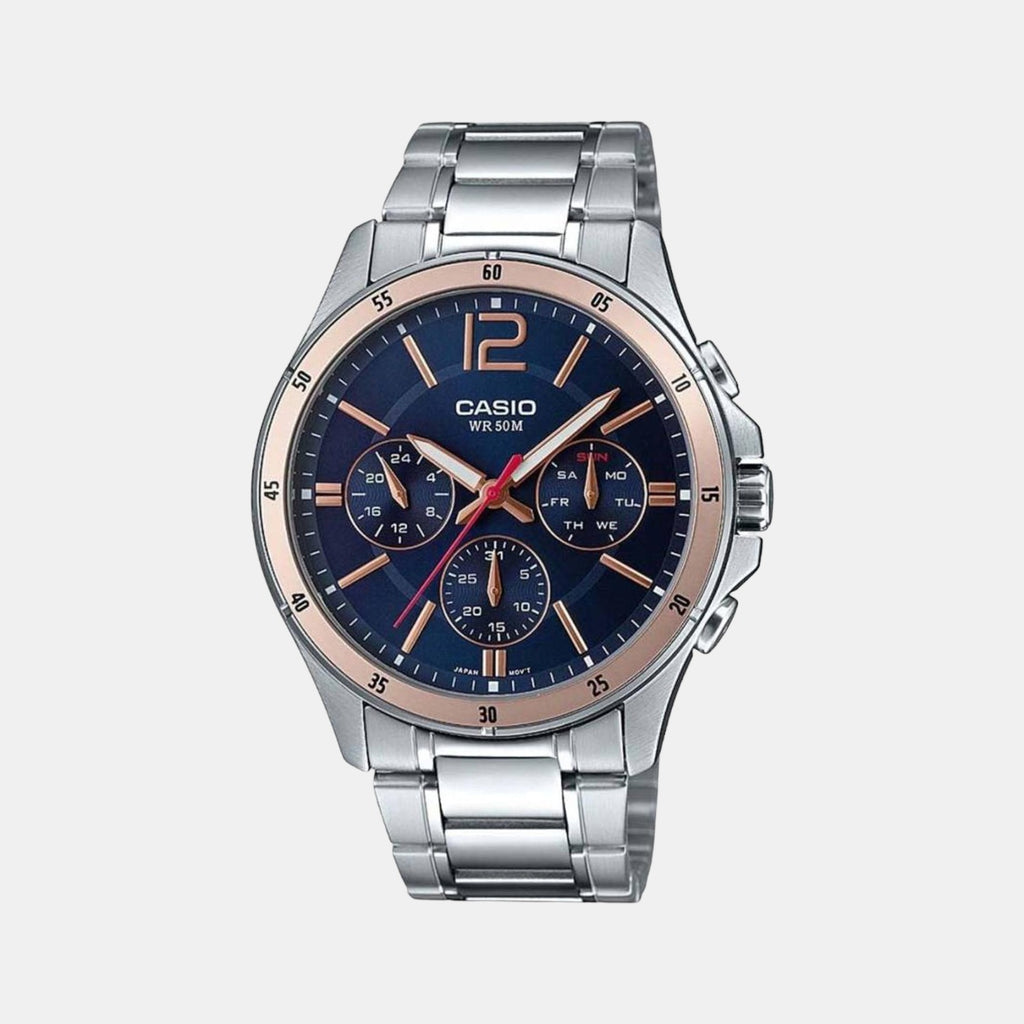 Casio Round Blue Chronograph watch