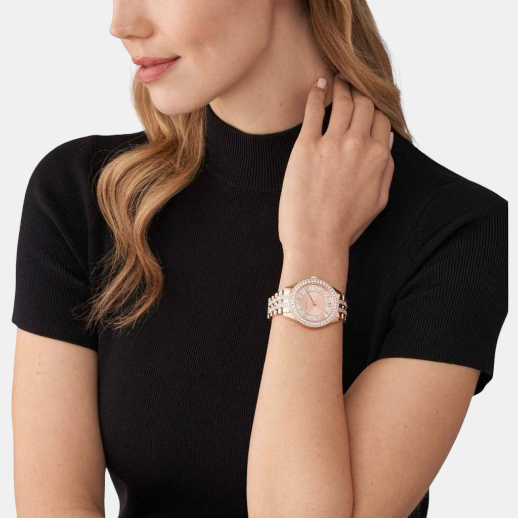 Harlowe Women Quartz Rose Gold Dial Analog Stainless Steel Watch MK4710