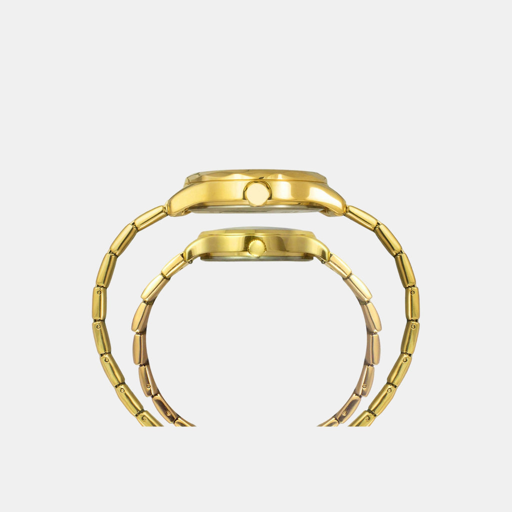 Fashion Couple Quartz Brown Dial Chronograph Stainless Steel Watch TW00PR297