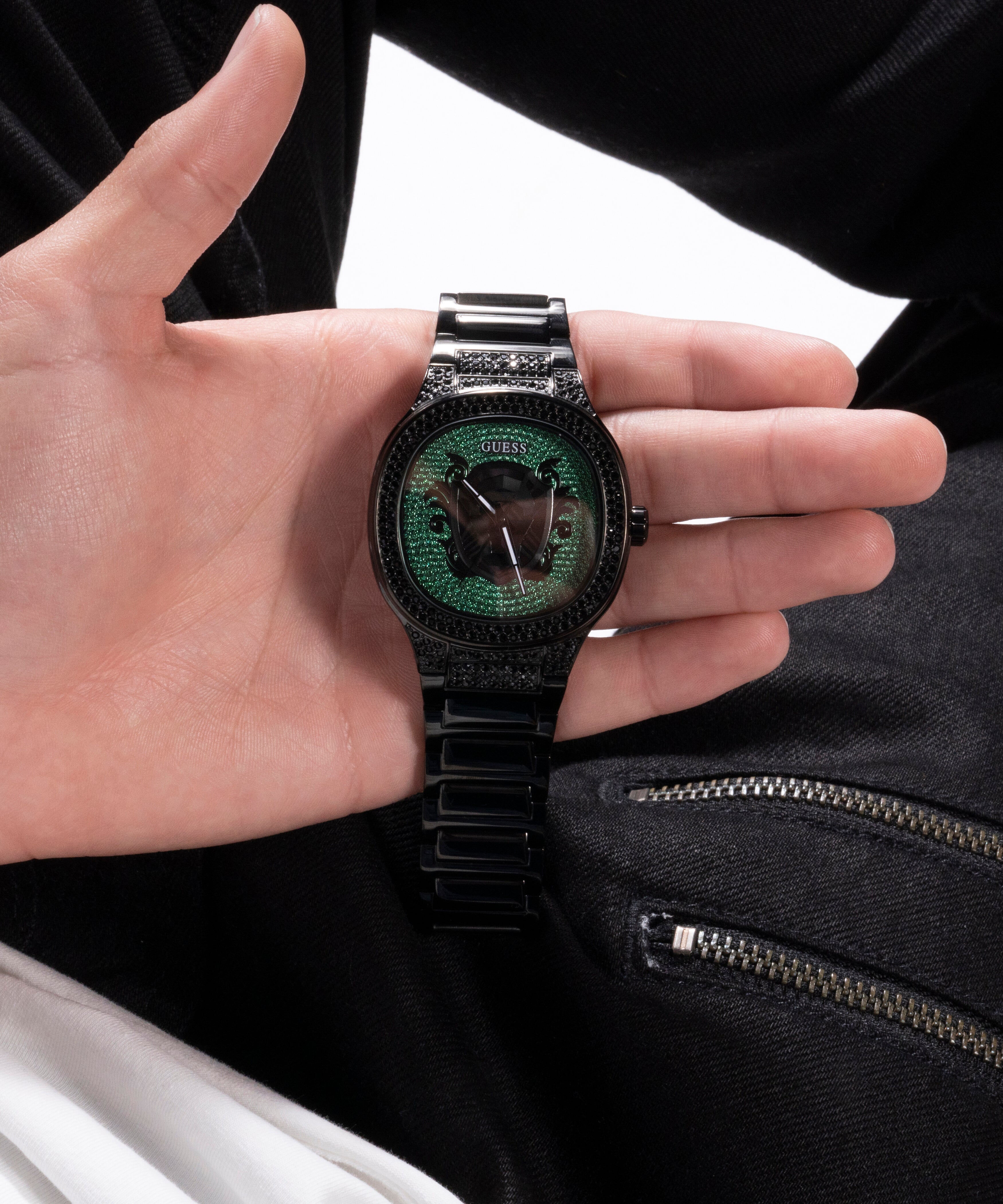 Men Quartz Green Dial Analog Stainless Steel Watch GW0565G2