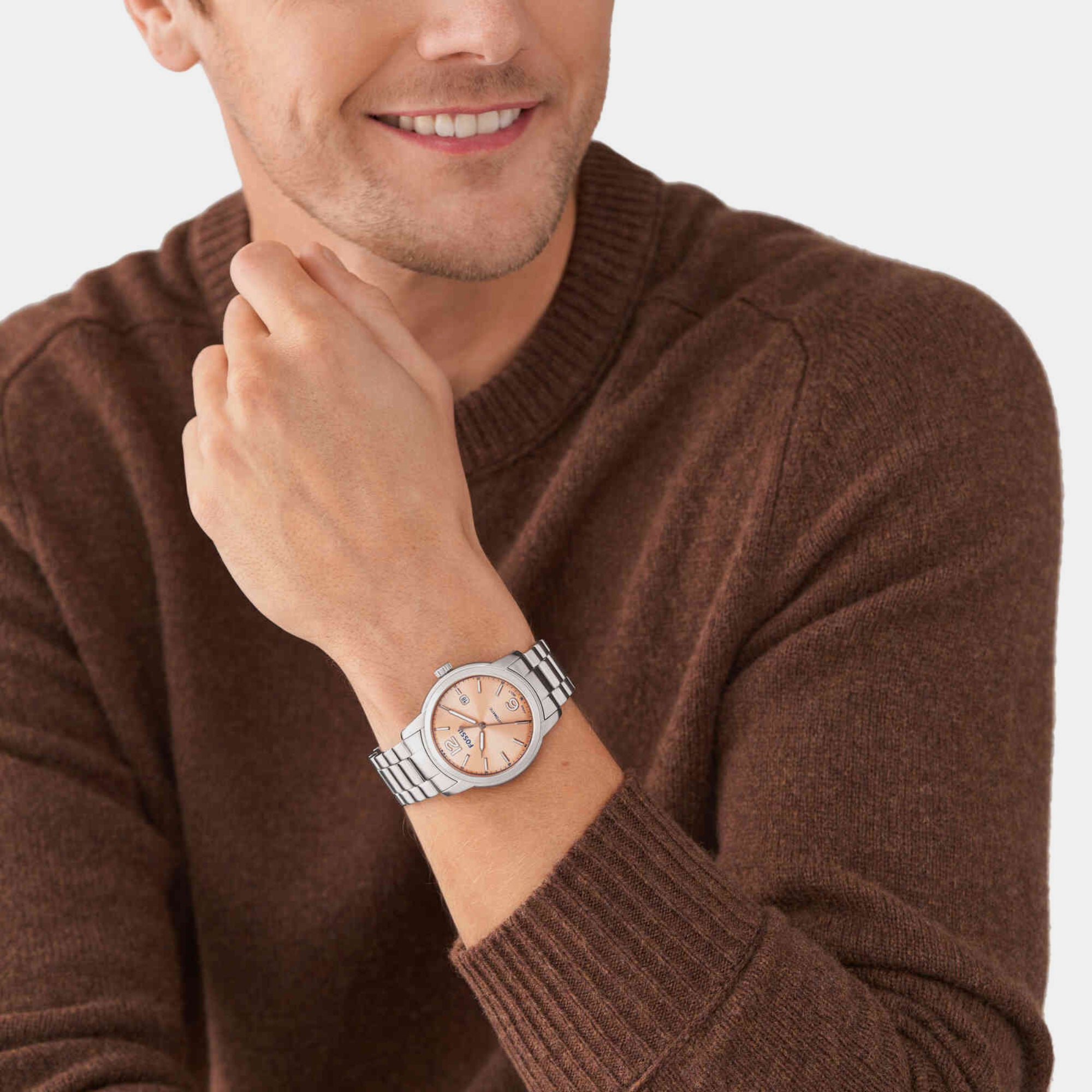 Fossil Men Round Rose Gold watch