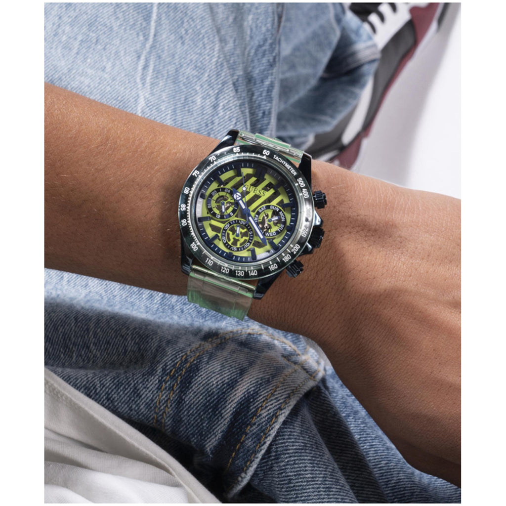 Men Quartz Green Dial Analog Polyester Watch GW0578G1