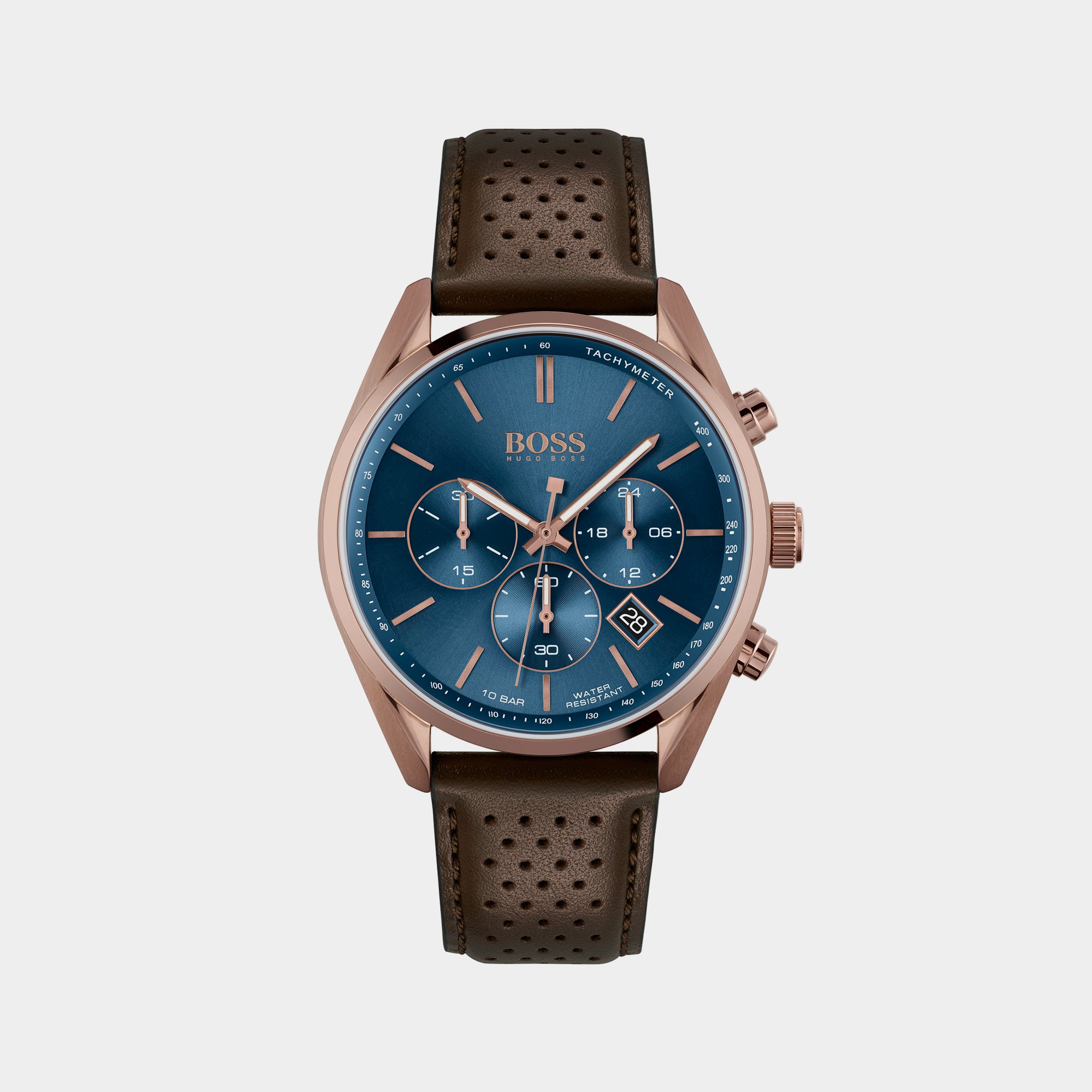 Hugo boss watch blue face leather best sale strap