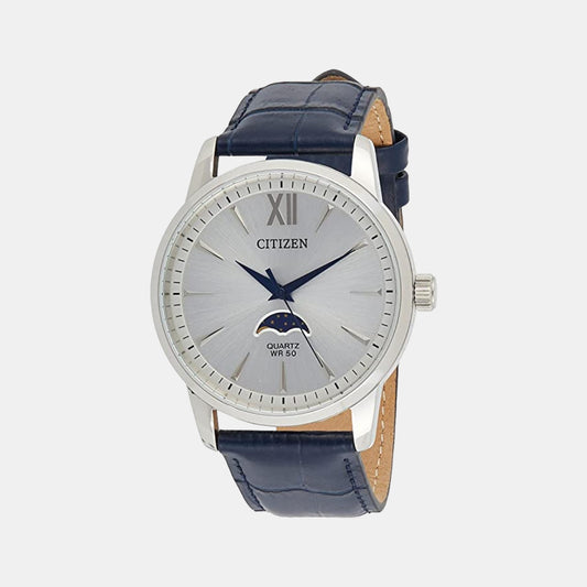 Male Grey Analog Leather Watch AK5000-03A