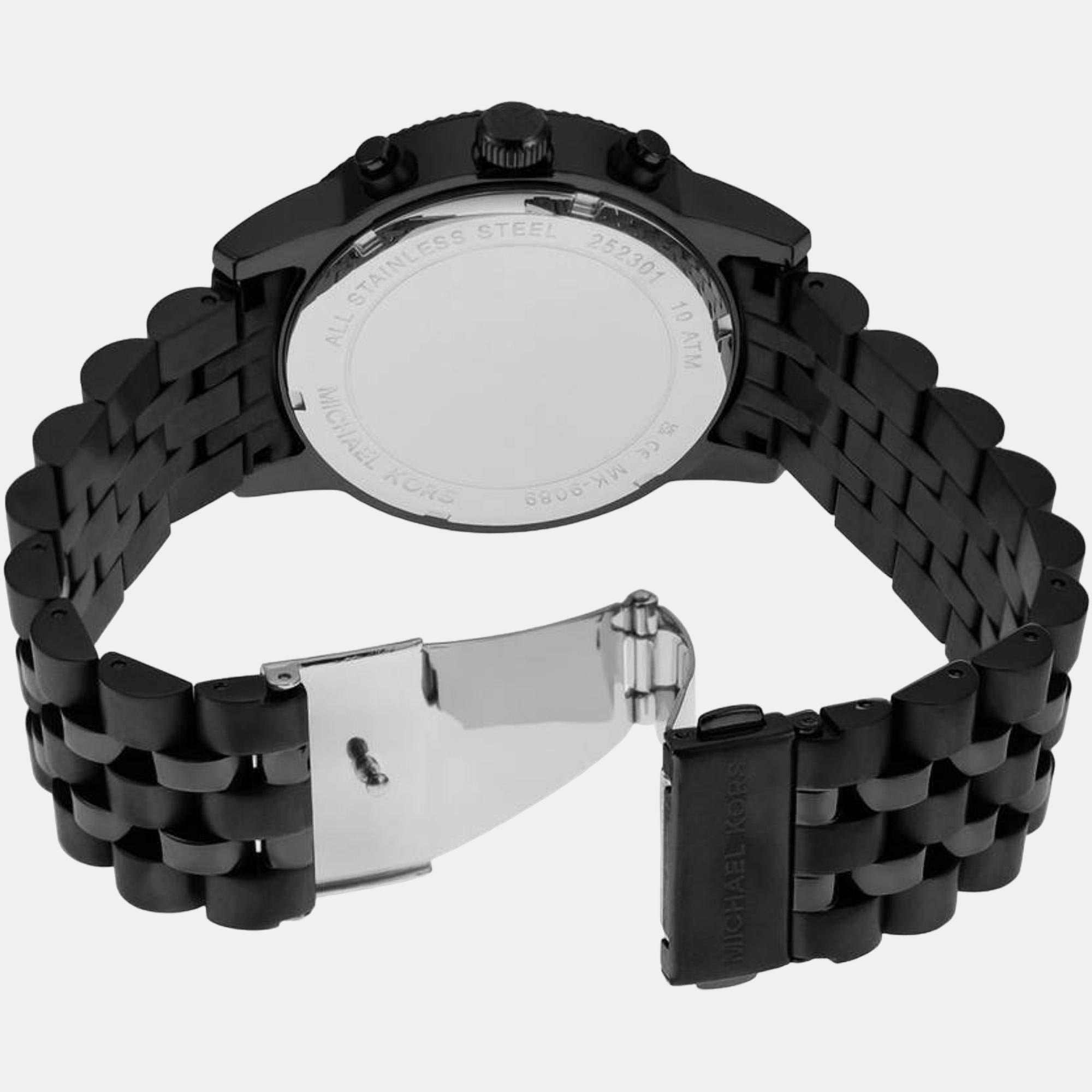 Hutton Men Quartz Black Dial Chronograph Stainless Steel Watch MK9089