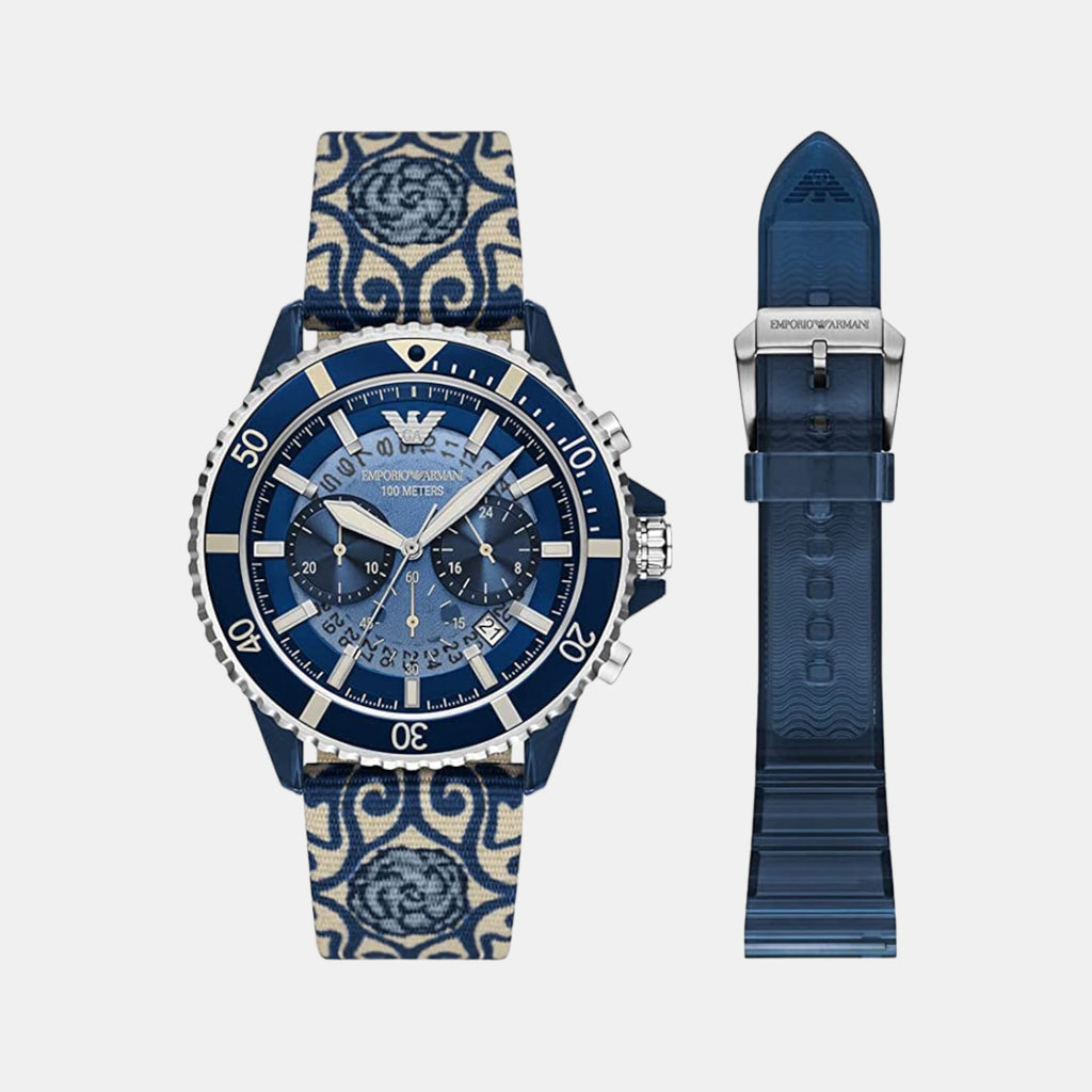 World Explorer Men Quartz Blue Dial Chronograph Watch AR80067SET