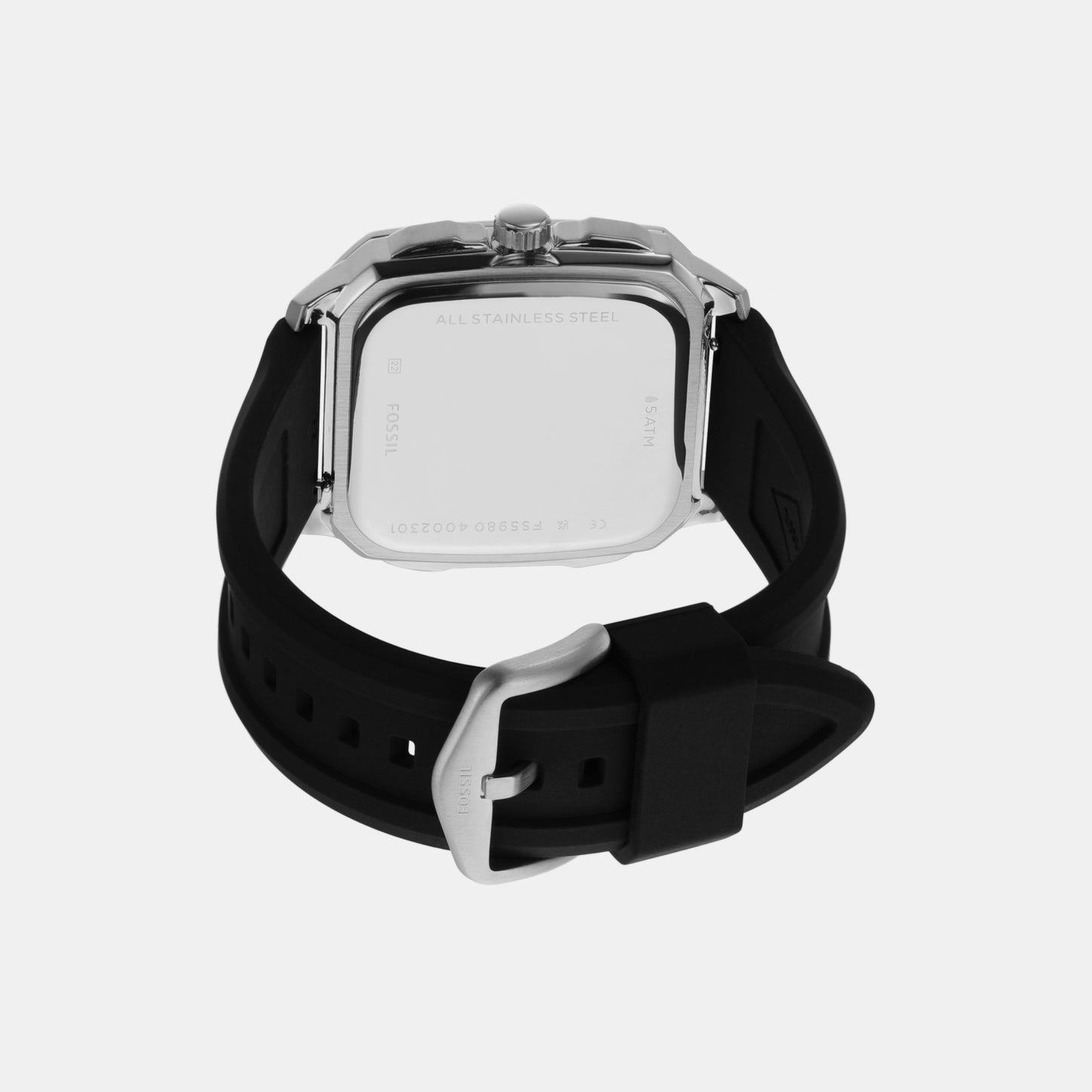 Men's Black Analog Silicon Watch FS5980