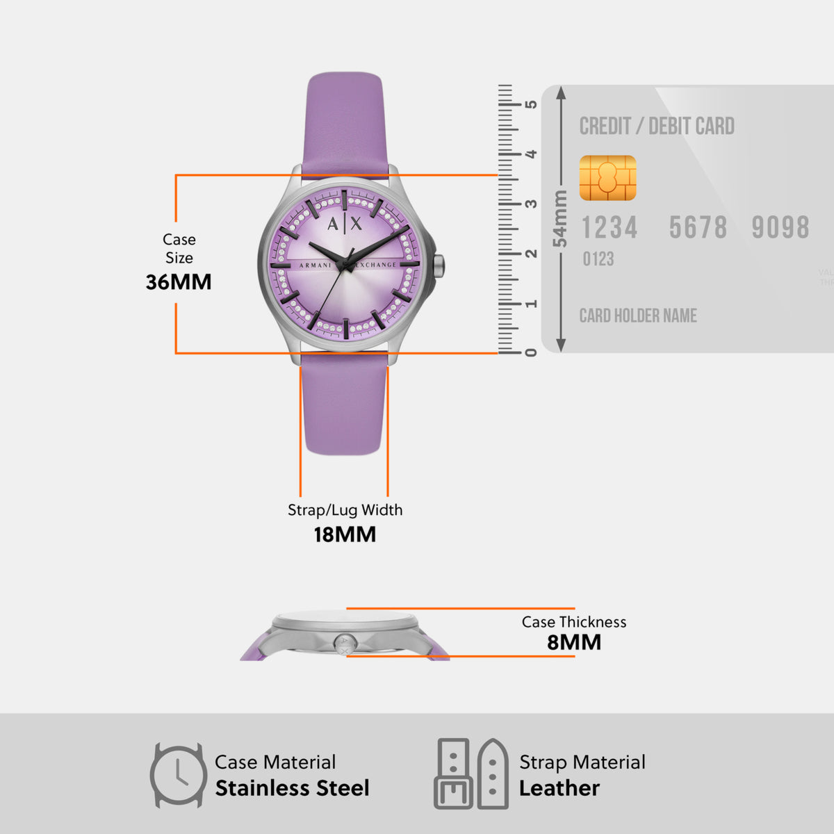 Armani Exchange Leather Purple watch
