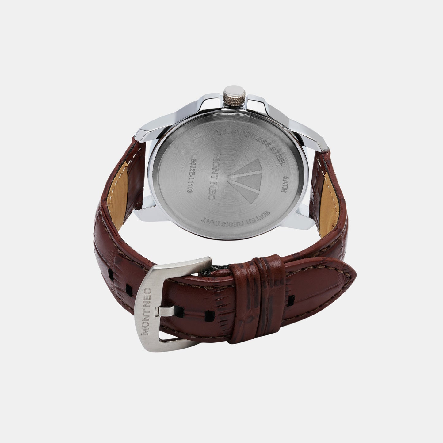 Classic Silver Analog Men Leather Watch 8002E-L1103