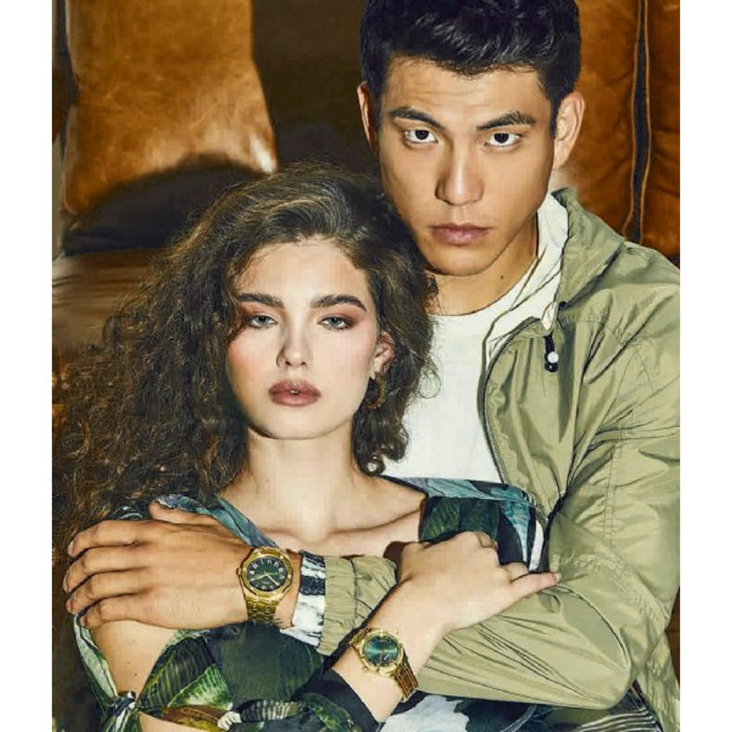 Cosmo Women Quartz Green Dial Analog Stainless Steel Watch GW0033L8