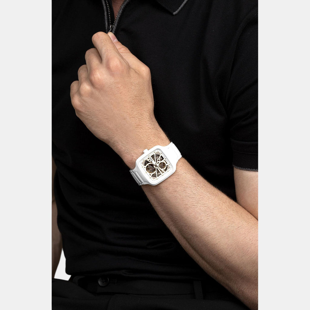 True Square Unisex Automatic White Dial Analog Ceramic Watch R27073702