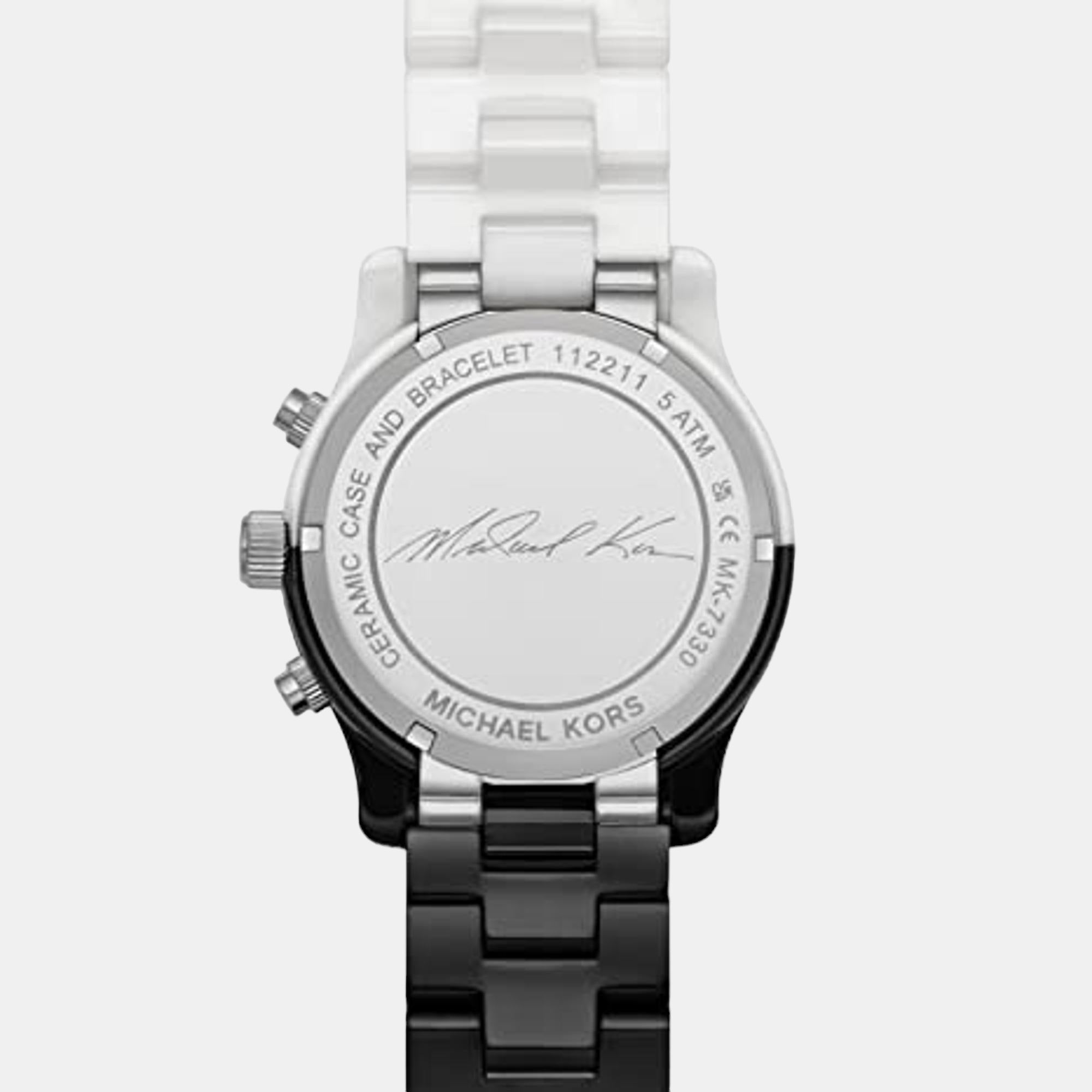 Runway Women Quartz Black Dial Chronograph Stainless Steel Watch MK7330