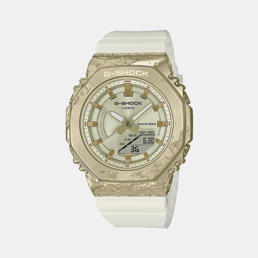 Female White Analog-Digital Resin Watch G1358