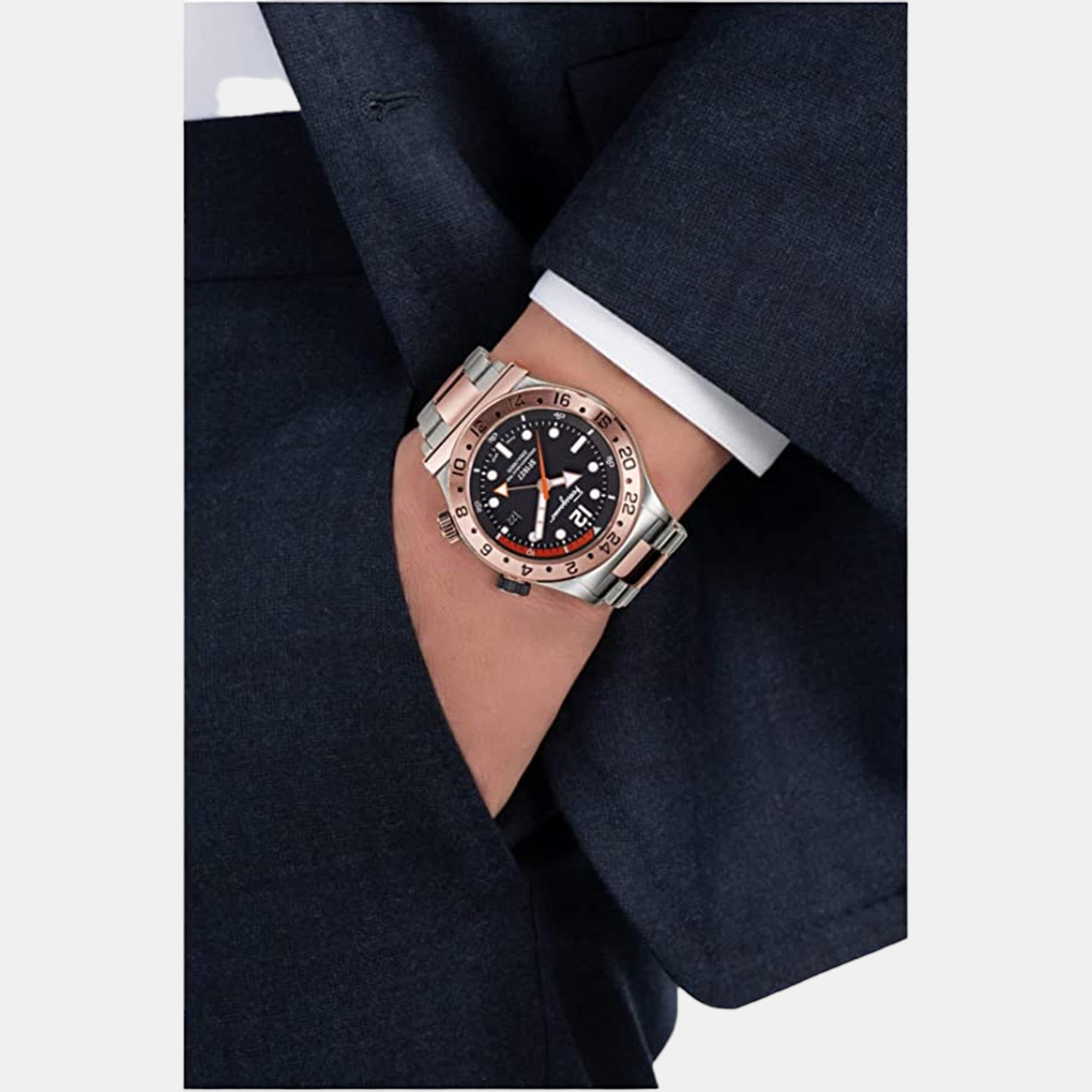 Men Quartz Black Dial Analog Stainless Steel Watch SFMZ00622