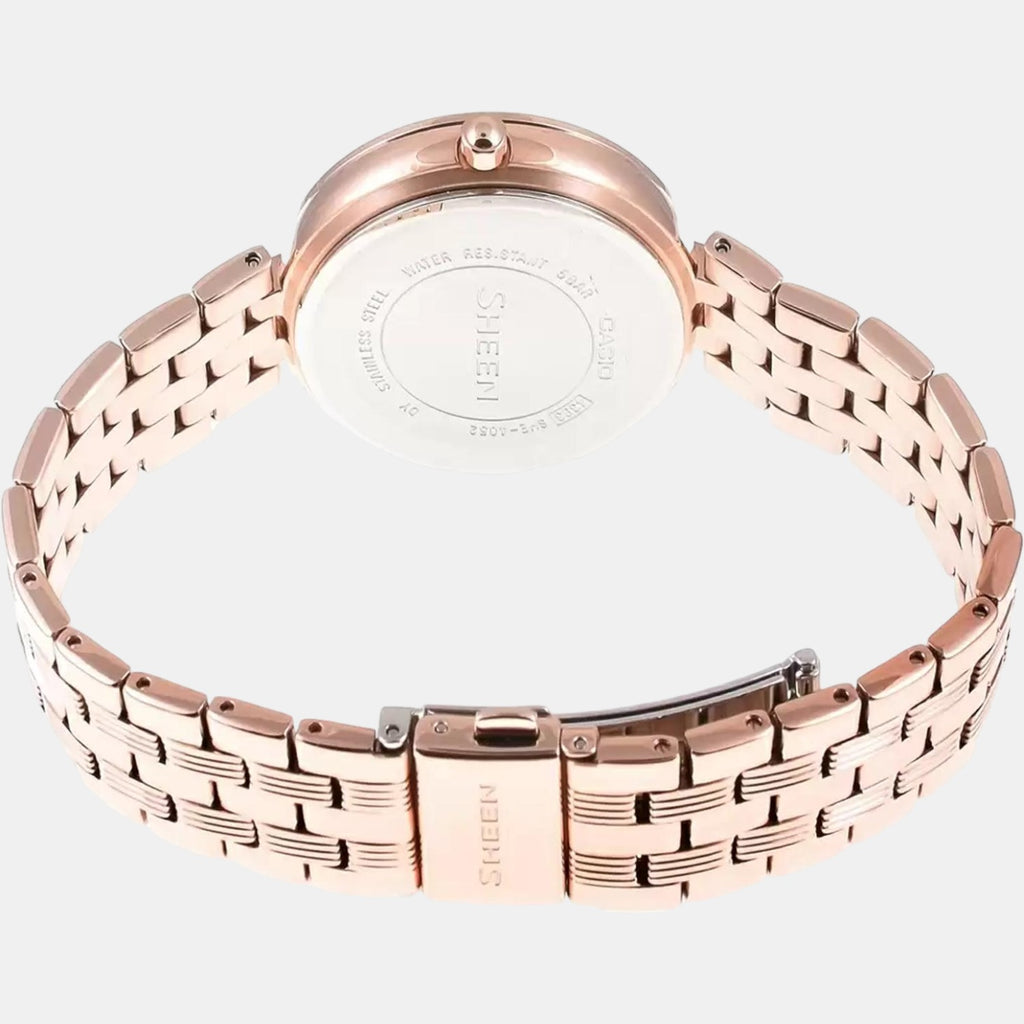 Sheen Women Quartz Rose Gold Dial Analog Stainless Steel Watch SX243