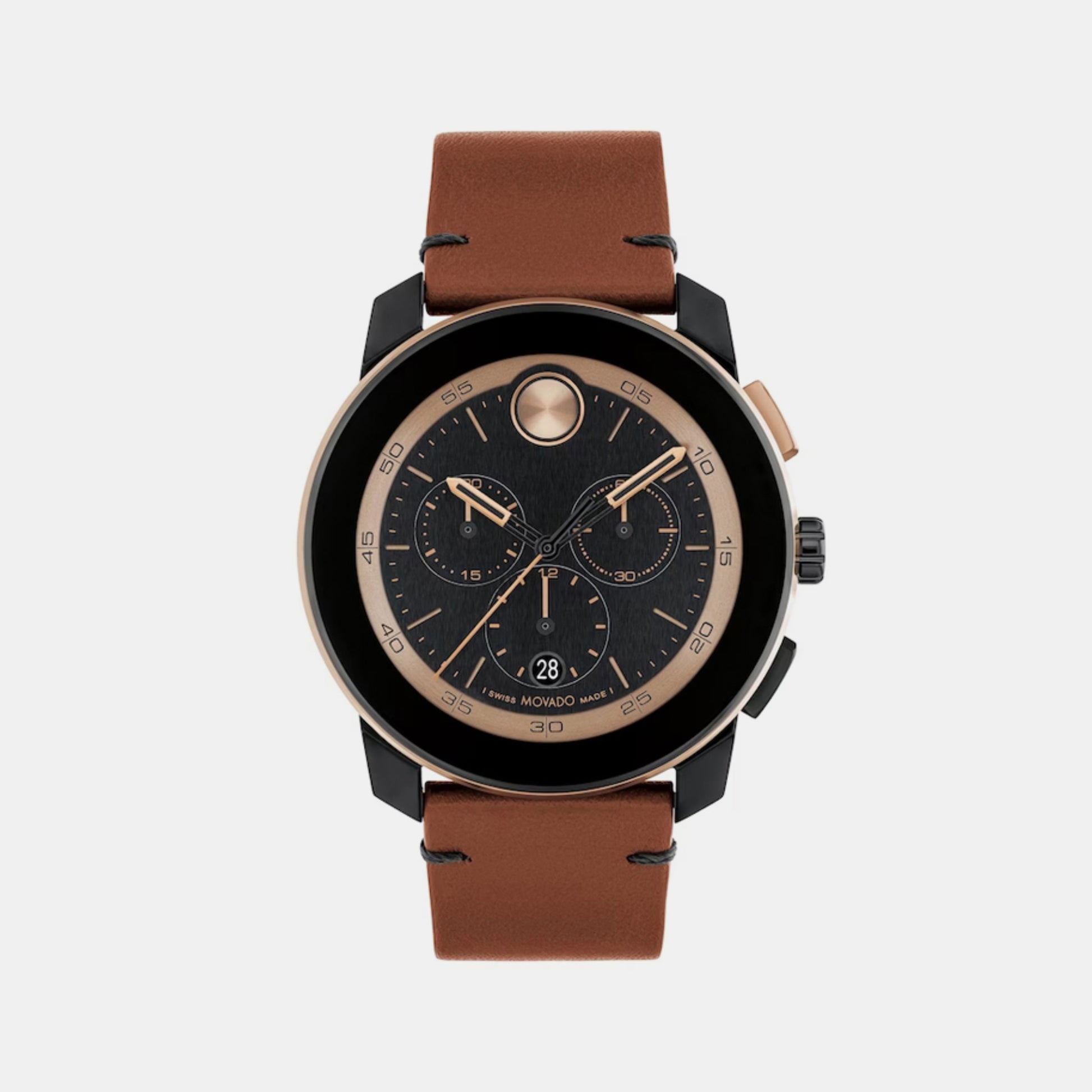 Bold Male Black Chronograph Leather Watch 3601115