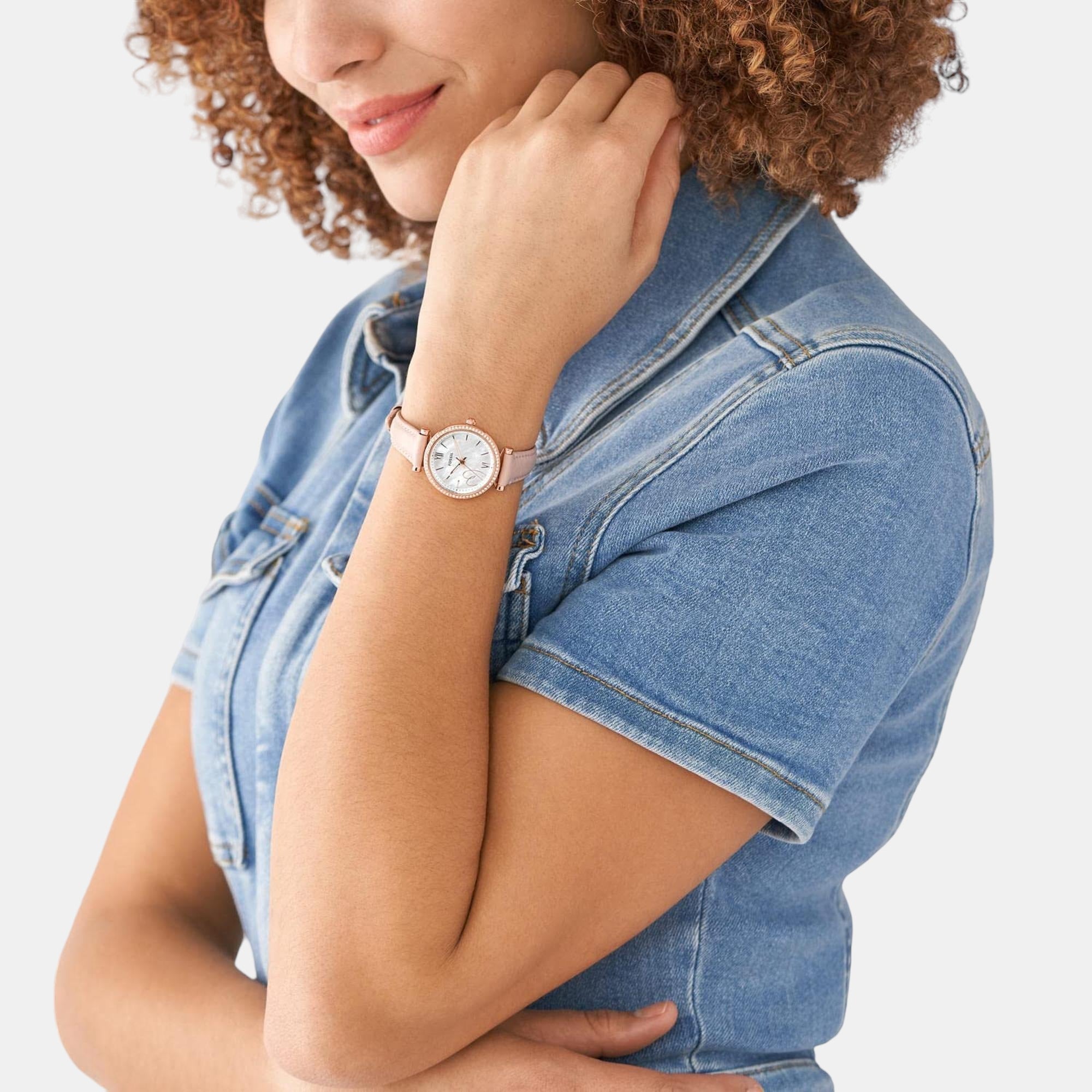 Carlie Women Quartz White Dial Analog Leather Watch ES5268