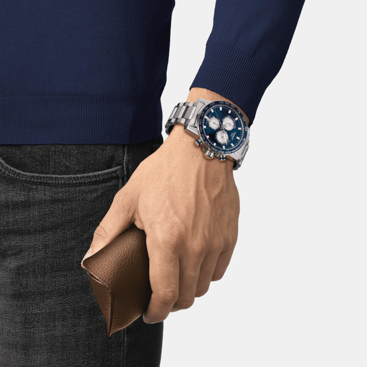 Supersport Men Quartz Blue Dial Chronograph Stainless Steel Watch T1256171104100