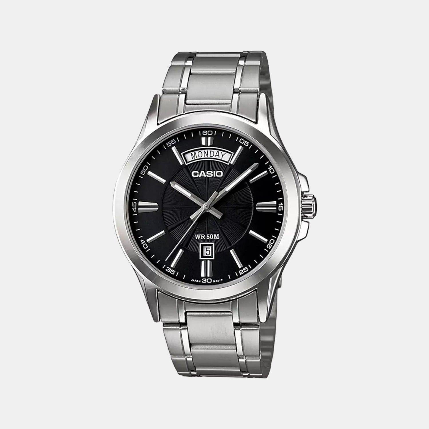 Casio Enticer Men s Analog Round Dial Quartz Silver Stainless Steel Watch A840 Just In Time