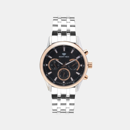 Sleek Black Chronograph Male Stainless Steel Watch 7008C-M1304