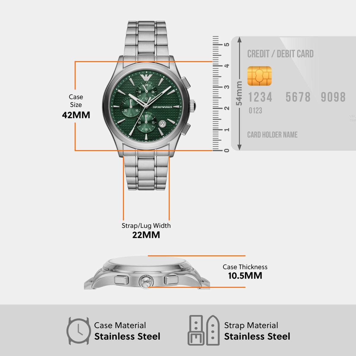 Emporio Armani Stainless Steel Round watch