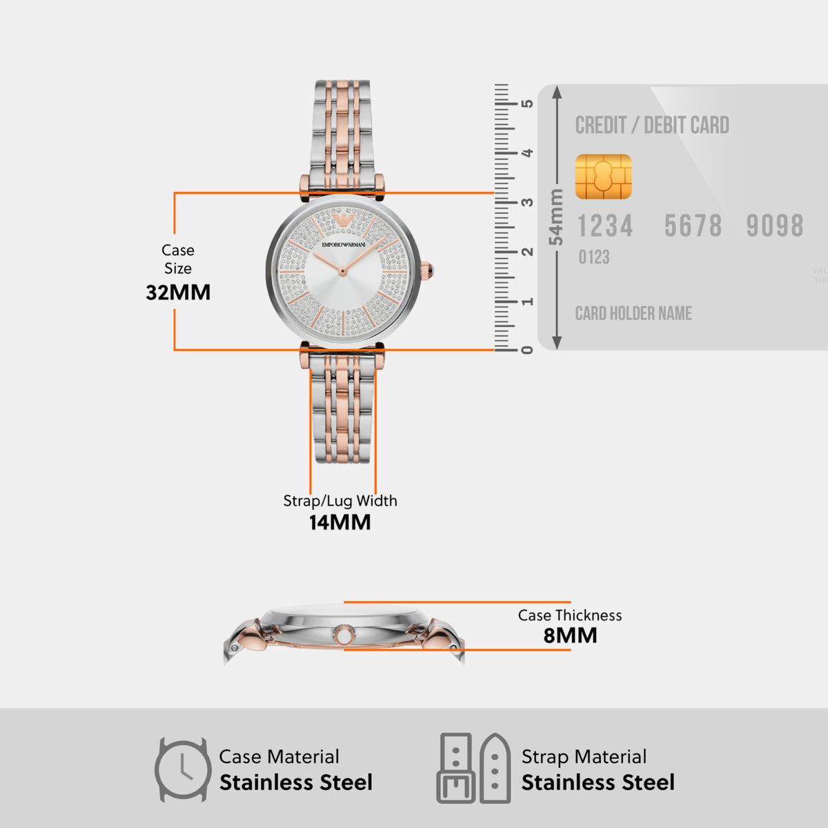 Emporio Armani Stainless Steel Round watch