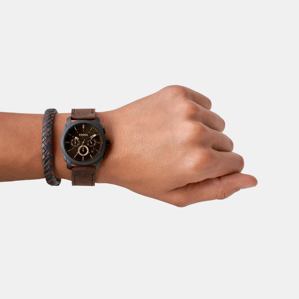 Fossil Leather Black watch