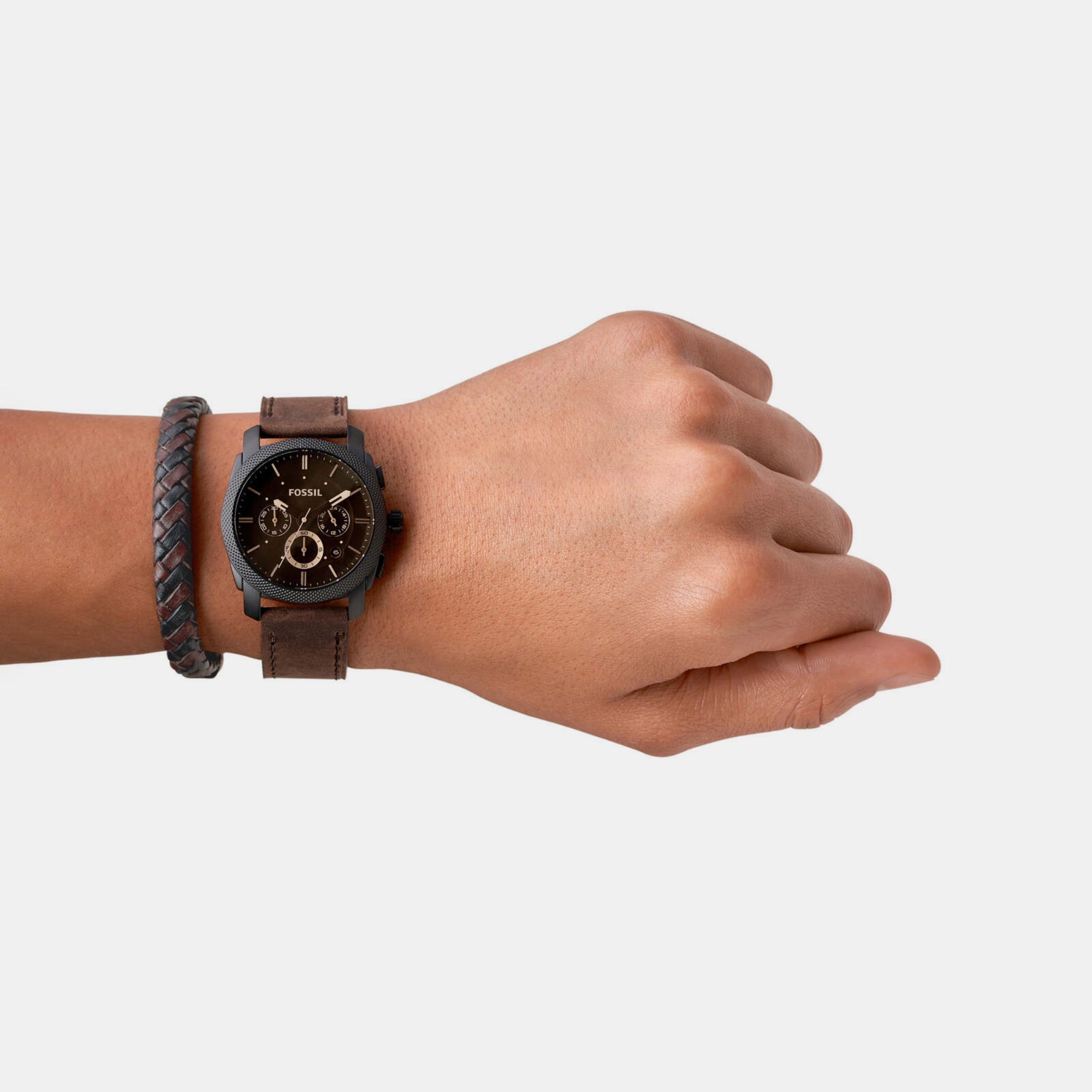 Fossil Leather Black watch