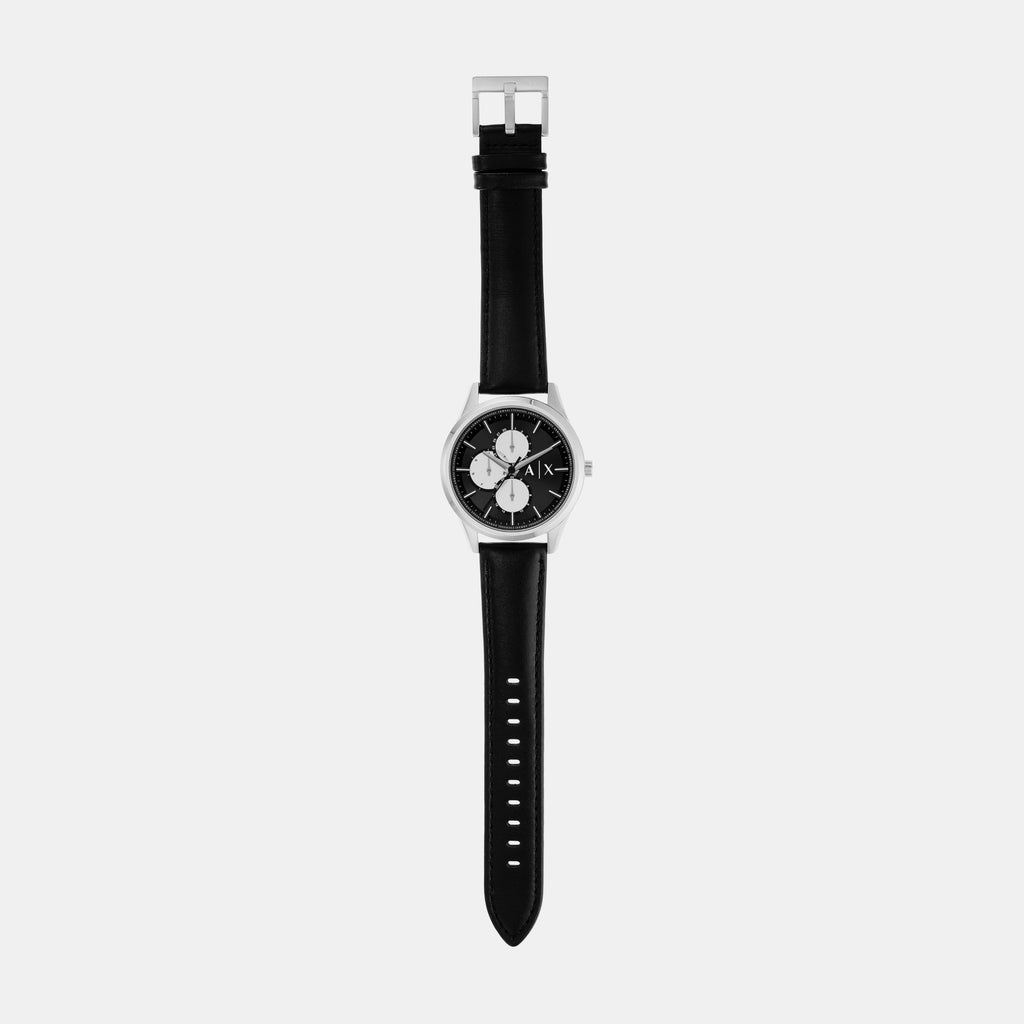 Dante Men Quartz Black Dial Chronograph Leather Watch AX1872