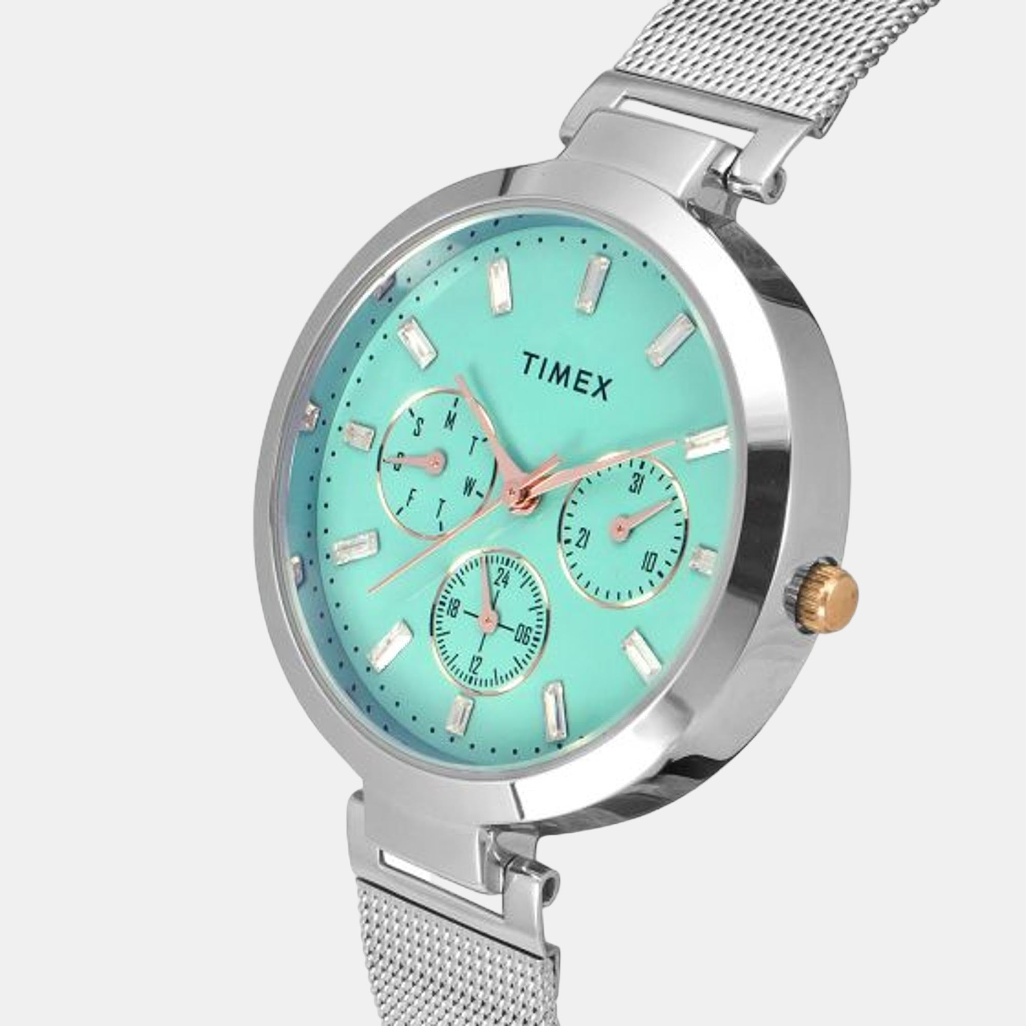 Fashion Women Quartz Blue Dial Chronograph Stainless Steel Watch TW000X241