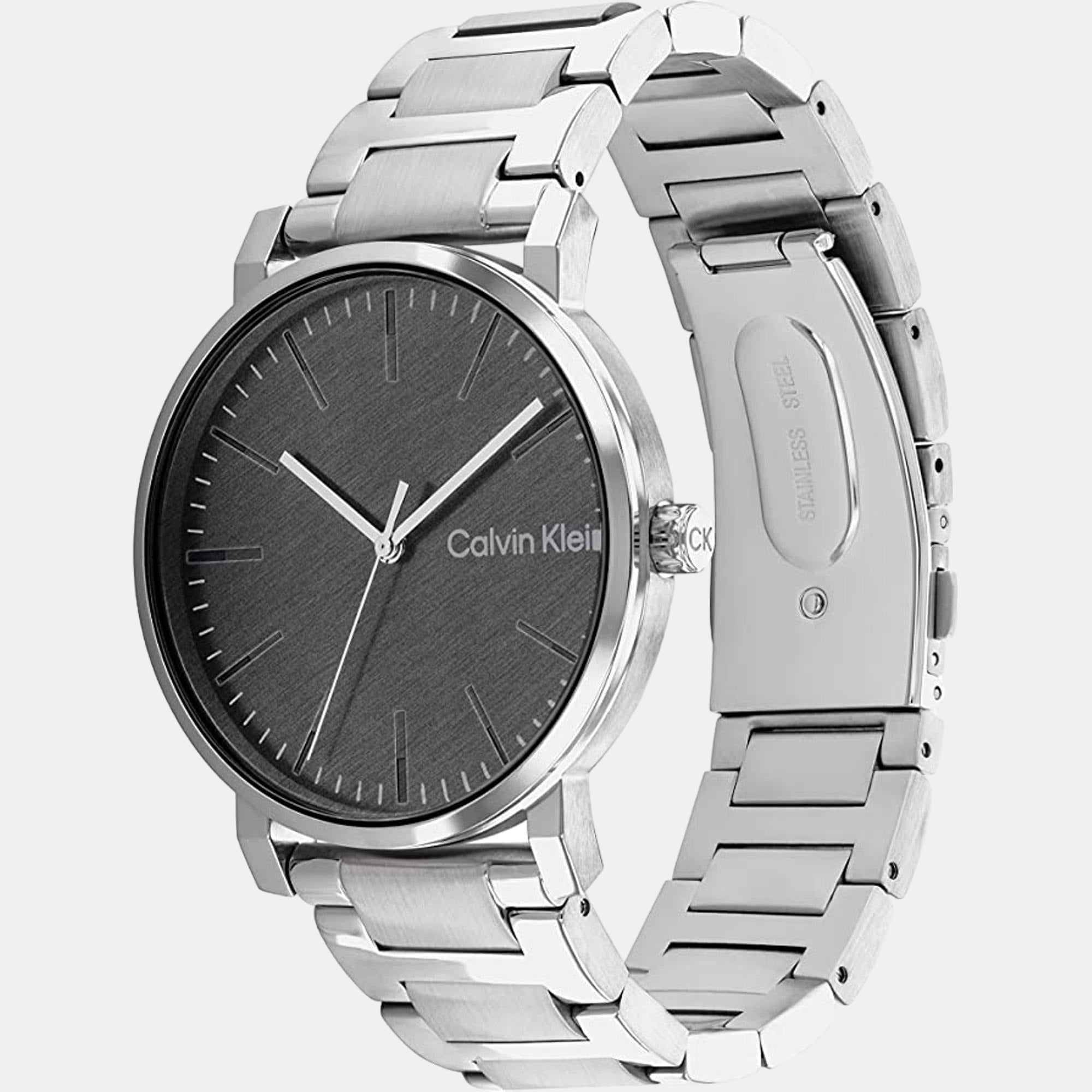 Ck Slate Men Quartz Black Dial Analog Stainless Steel Watch 25200256