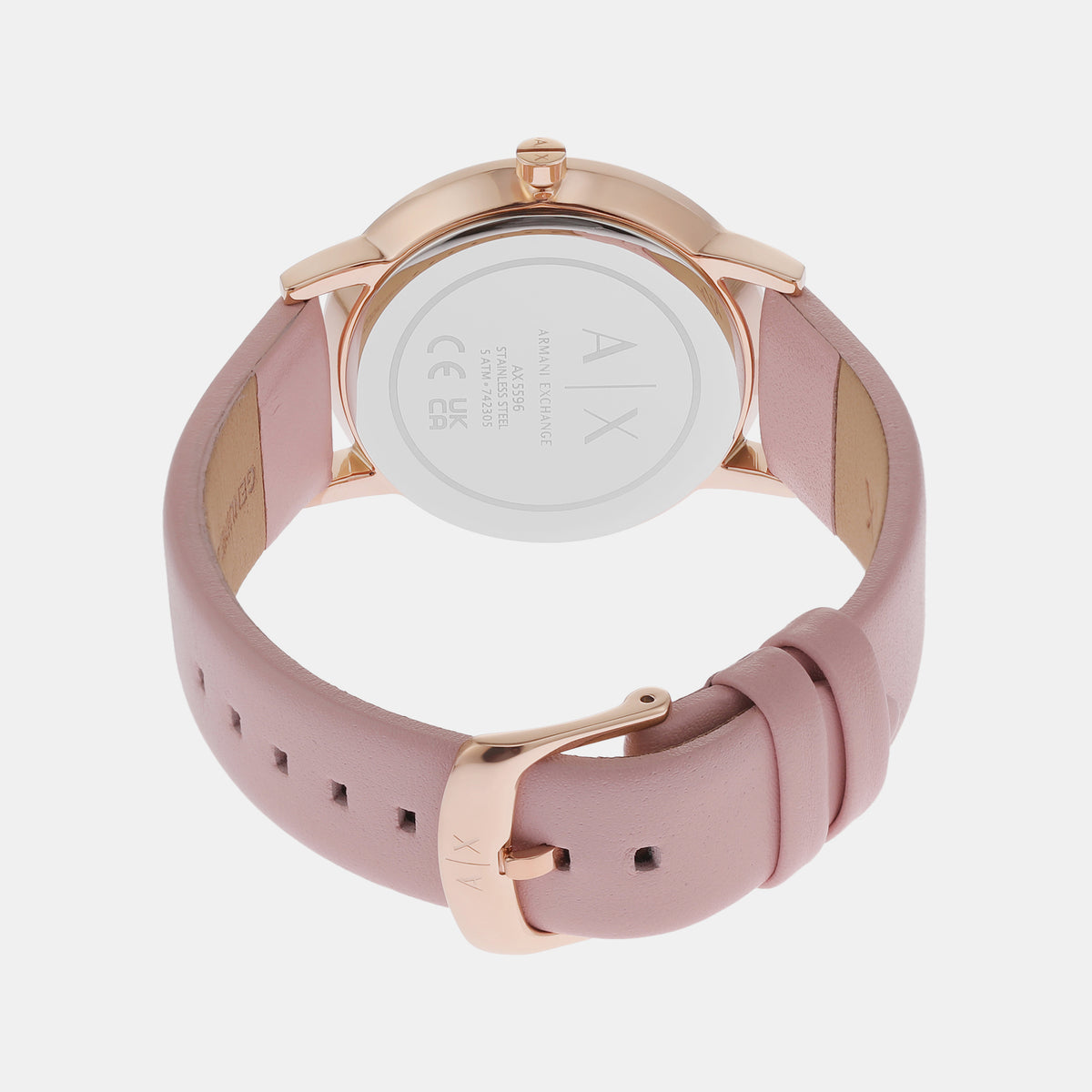 Armani Exchange Leather Rose Gold watch