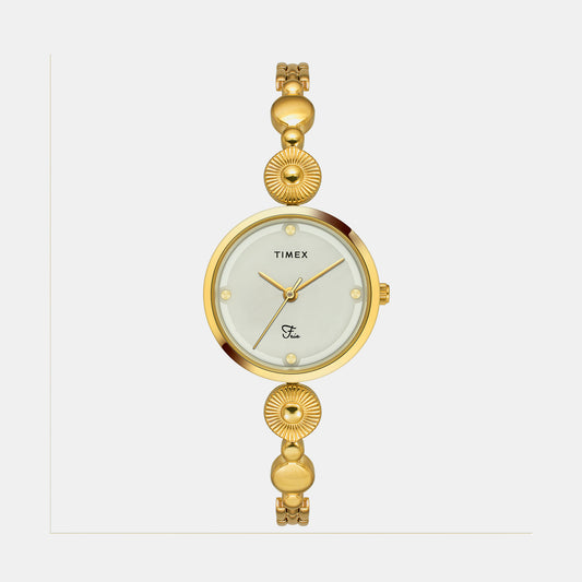 Fria Female Mother Of Pearl Analog Brass Watch TWEL18200