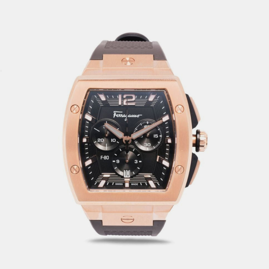 Ferragamo Tonneau Black Chronograph watch