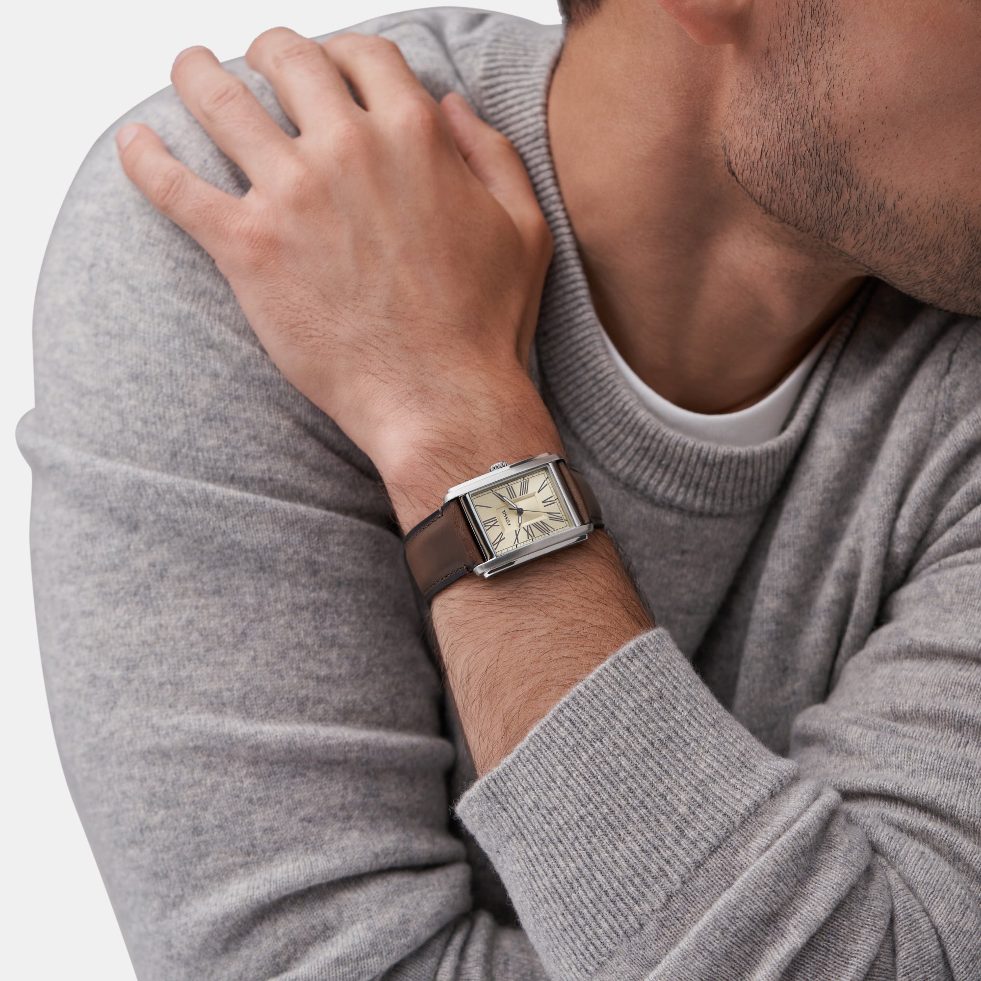 Fossil Rectangular Quartz Analog Men watch