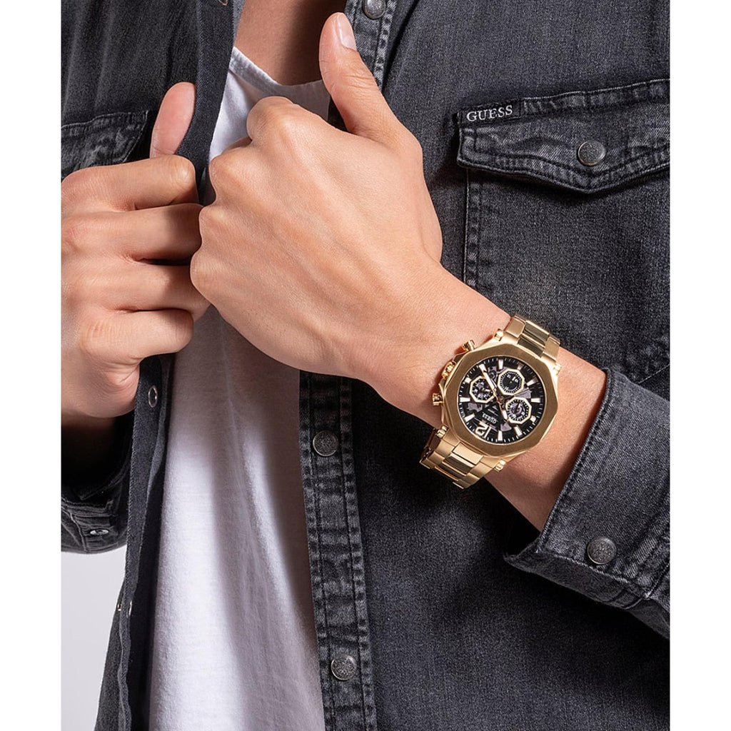 Edge Men Quartz Black Dial Chronograph Stainless Steel Watch GW0539G2