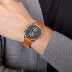 Gran Camel Men Quartz Black Dial Analog Leather Watch V196GUCURZ