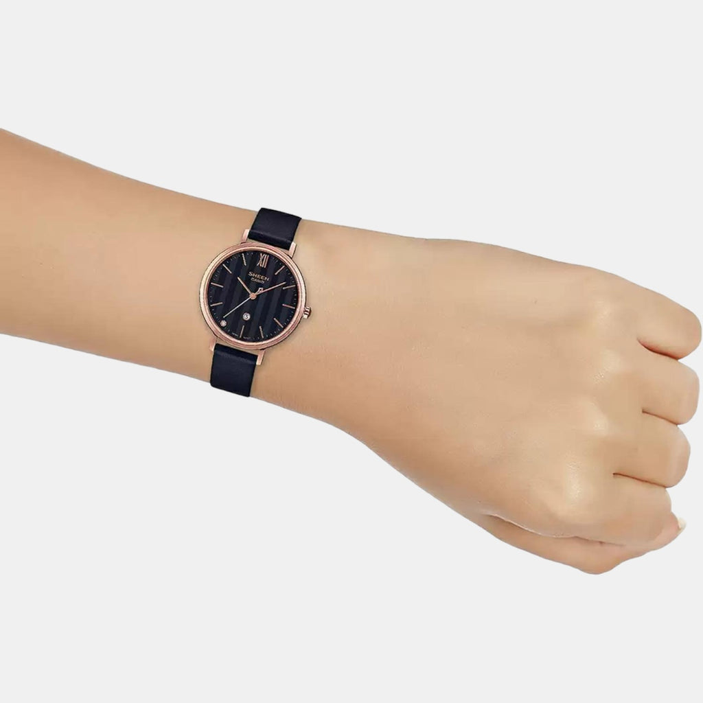 Sheen Women Quartz Black Dial Analog Leather Watch SX274