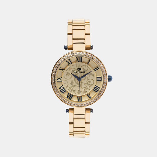 Luxurious Gold Analog Female Stainless Steel Watch 7503T-M2208