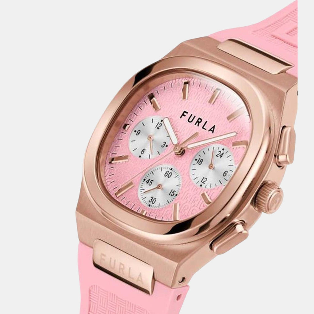 Furla Athleisure Women Quartz Pink Dial Chronograph Silicone Watch WW00036002L3
